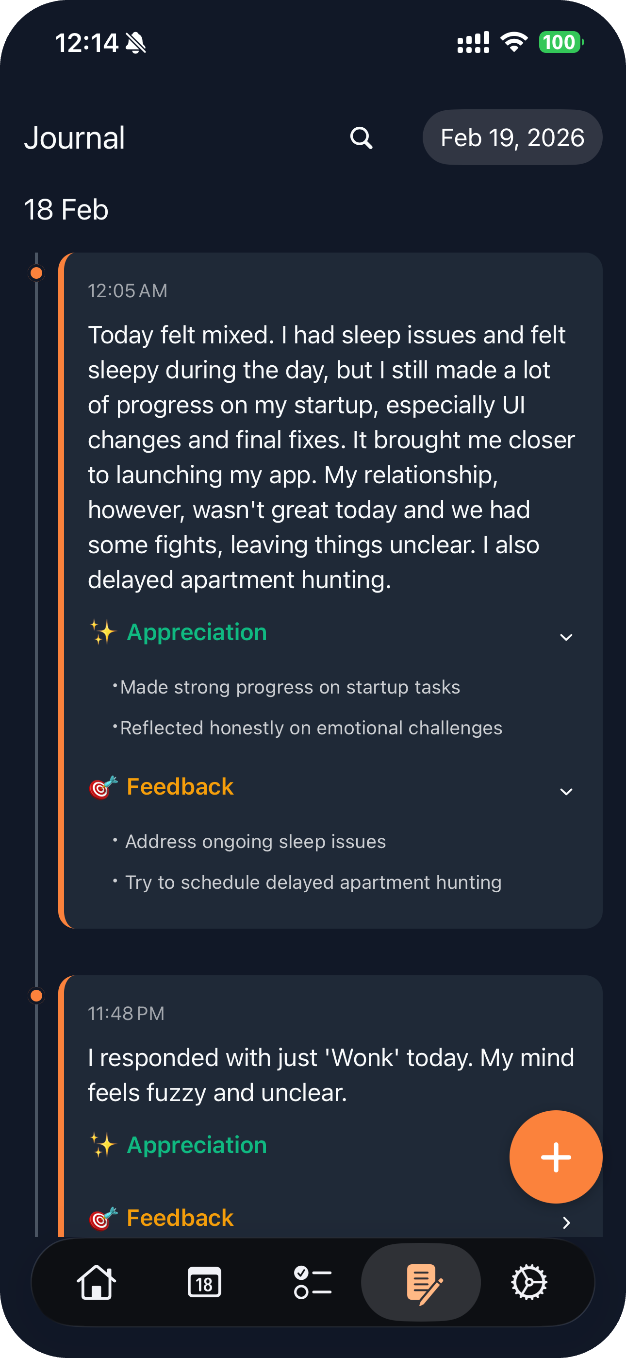 Captures your reflection into a journal entry.